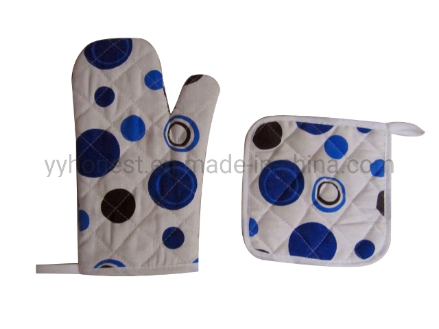 Wholesale Cheap Price Cotton Oven Mitt with Pot Holder Set