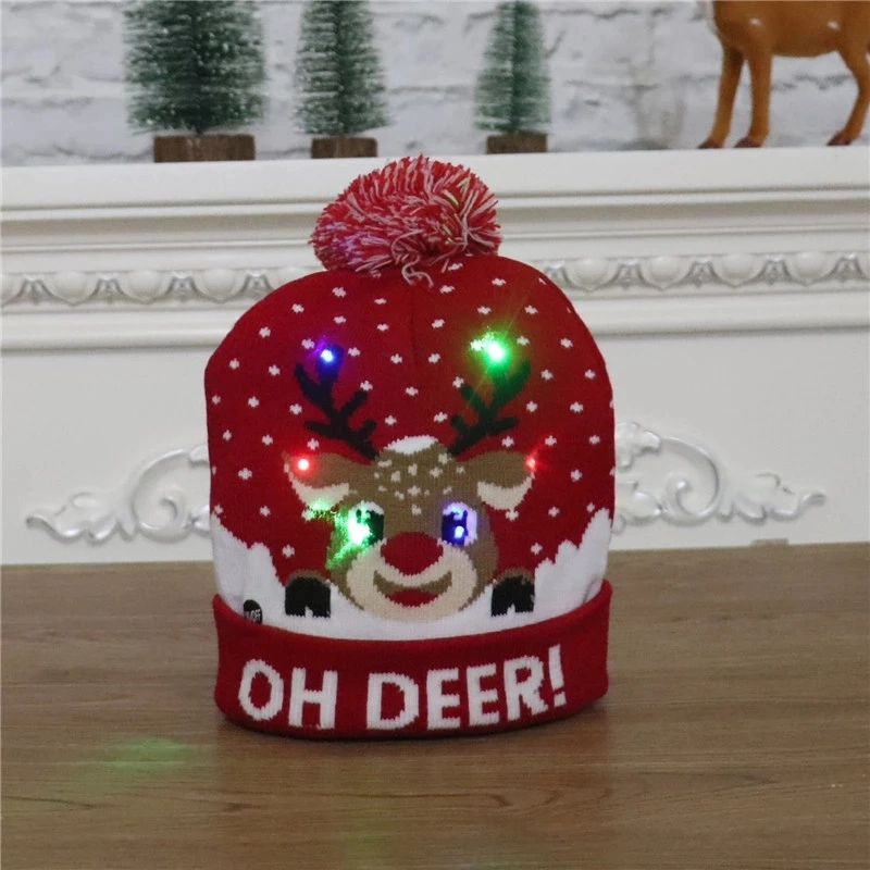 Christmas Decoration New Year Navidad Sombreros LED Light up Felt Children Christmas Hat Santa Claus Hat with Light