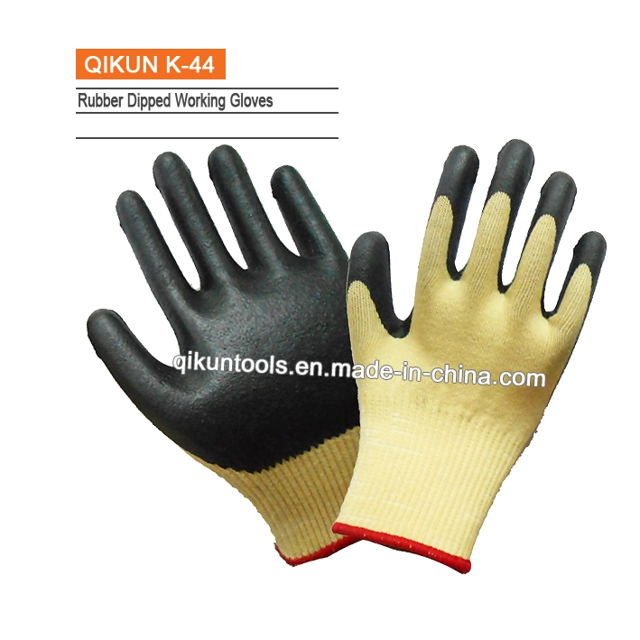 K-42 Crinkle Latex Palm Coating Knitted Safety Cotton Nylon Laobr Protect Industrial Working Gloves