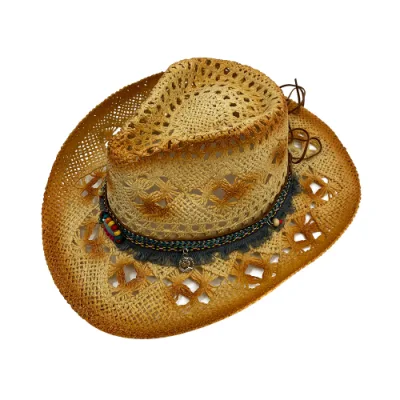 Chapéus de cowboy de palha ocidental respiráveis ​​e respiráveis, femininos e masculinos, com pedras preciosas, 2023