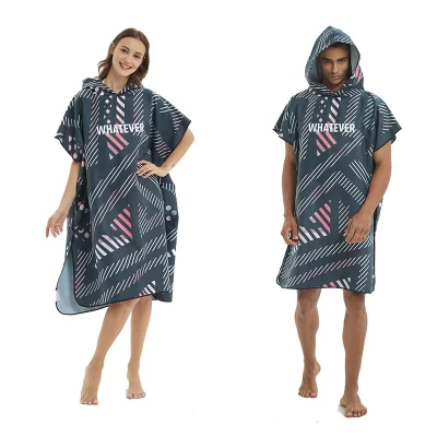 Poncho de surf com capuz de microfibra de secagem rápida absorvente com logotipo personalizado personalizado