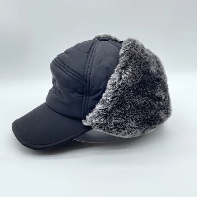 Gorros caça caçador boné 100% veludo remendo de couro personalizado estilo russo ushanka inverno 5 painel chapéu earflap atacado