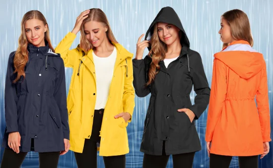 Poncho impermeável e respirável Ponchos de chuva para mulheres e homens com capuz com cordão para adultos