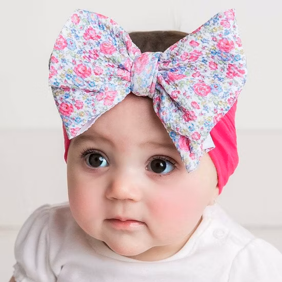 Ins Baby Jacquard Nylon Flower Cute Soft Headband para bebê